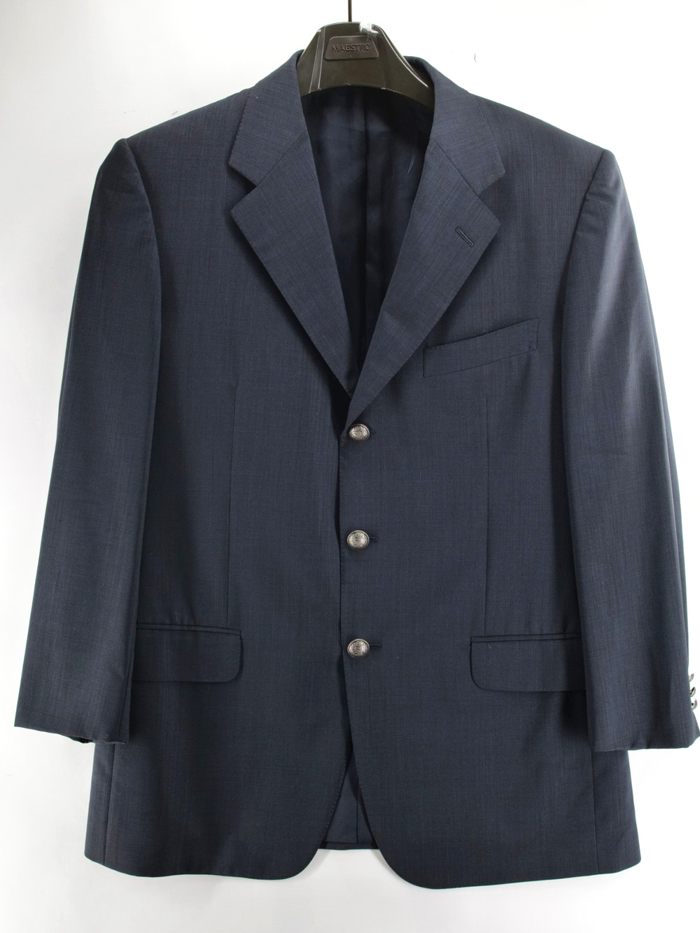 Ermenegildo Zegna Eredi Pisanò US 40R Wool Blazer Lion Crest Brass Made in Italy